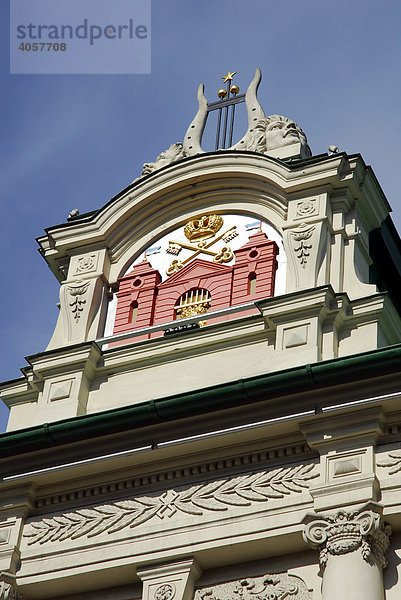 Nationales Theater  Nacionalais teatris  Fassadendetail in der Kr. Valdemara iela Straße  Riga  Lettland  Latvija  Baltikum  Nordosteuropa