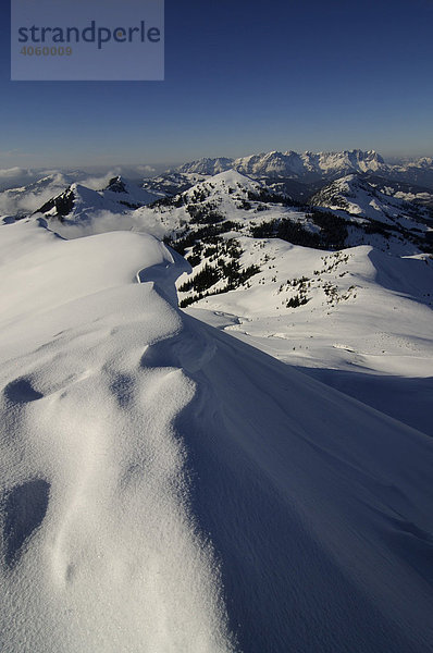 Blick auf den Wilden Kaiser vom Gipfel des Brechhorn  Spertental  Tirol  Österreich  Europa
