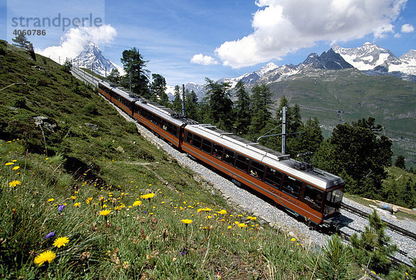 Gornergratbahn  Matterhorn  Zermatt  Wallis  Schweiz  Europa