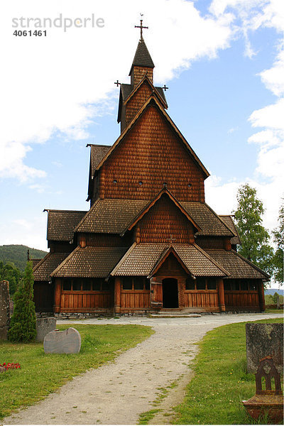 Größte erhaltene Stabkirche  Notodden Ortsteil Heddal  Norwegen  Skandinavien  Europa