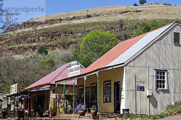 Geschäfte in der einstigen Goldgräber-Stadt Pilgrim's Rest  Mpumalanga  Südafrika  Afrika