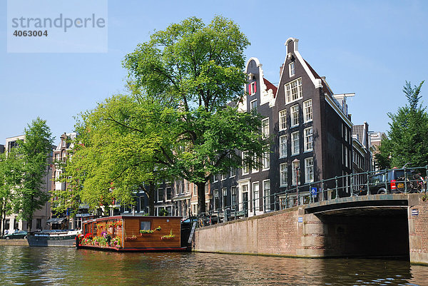 Hausboot  Brücke  Prinsengracht  Grachten  Amsterdam  Niederlande  Europa
