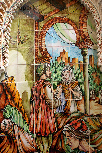 Gemälde auf Wandfliesen in Granadas Altstadt  Granada  Andalusien  Spanien  Europa