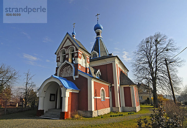 Malerische orthodoxe Kirche St.Ludmila in Rimice  Tschechische Republik  Europa