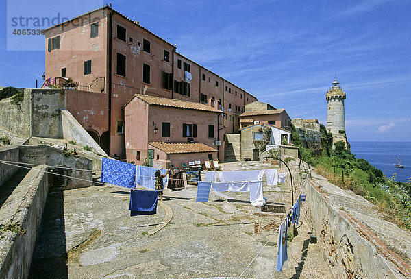 Festungsanlage Forte Stella  Leuchtturm  Portoferraio  Insel Elba  Provinz Livorno  Toskana  Italien  Europa