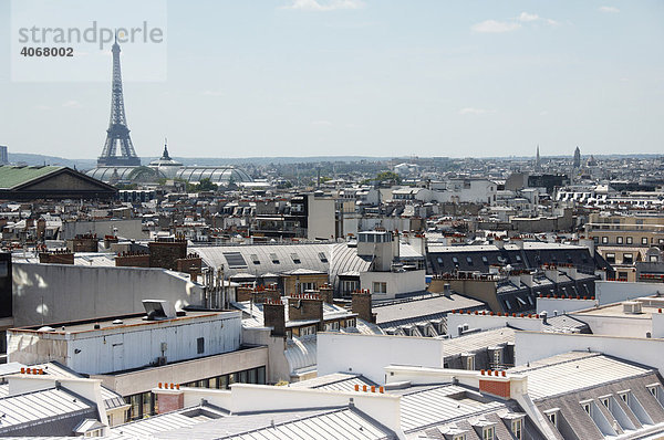 Blick über die Dächer von Paris mit Eiffelturm  Paris  Frankreich  Europa
