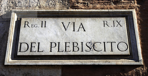 Schild Via del Plebiscito  Rom  Italien  Europa