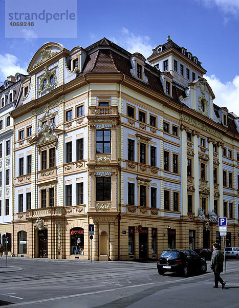 Romanus-Haus in der Katherinenstraße  filigrane Fassade im Barock-Stil  Leipzig  Sachsen  Deutschland  Europa
