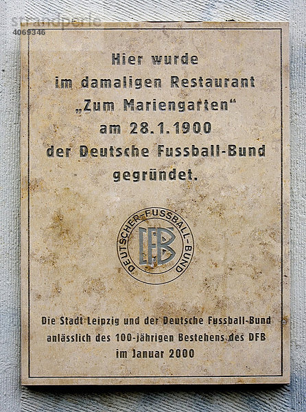 Gründung Deutscher Fußball Bund  DFB  1900  Restaurant Mariengarten  Leipzig  Sachsen  Deutschland  Europa