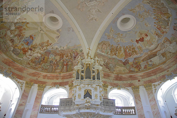 Deckengemälde der Dreifaltigkeitskirche Kappl  Pilgerkirche bei Waldsassen  Oberpfalz  Bayern  Deutschland  Europa