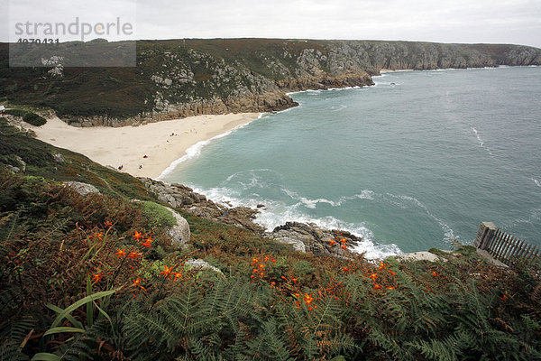 Porthcurno Beach  Cornwall  Südengland  Großbritannien  Europa