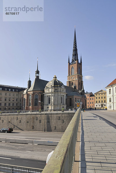 Blick auf Riddarholmskyrkan  Riddarholms Kirche  auf der Insel Riddarholmen  Stockholm  Schweden  Skandinavien  Europa