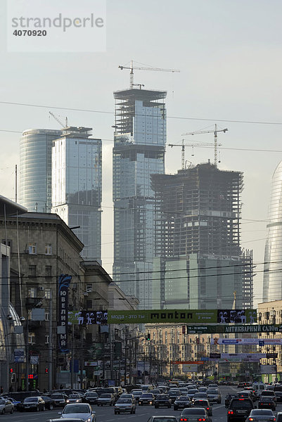 Blick auf den neuen Bezirk von Moskau  Moscow City  Moskau  Russland  Europa