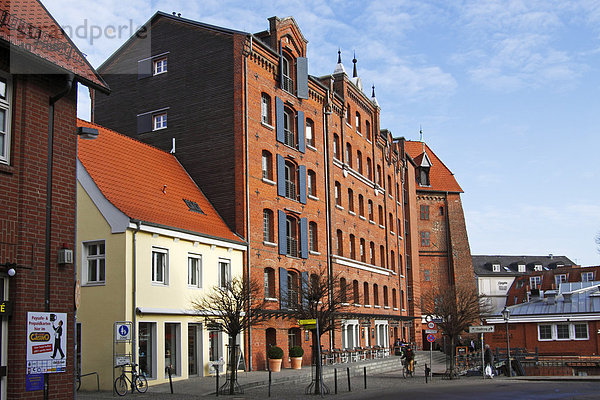 Abtsmühle mit Abtswasserturm dahinter  historische Mühle in Lüneburg  Abtswasserkunst  Lüneburger Altstadt  Hansestadt Lüneburg  Niedersachsen  Deutschland  Europa