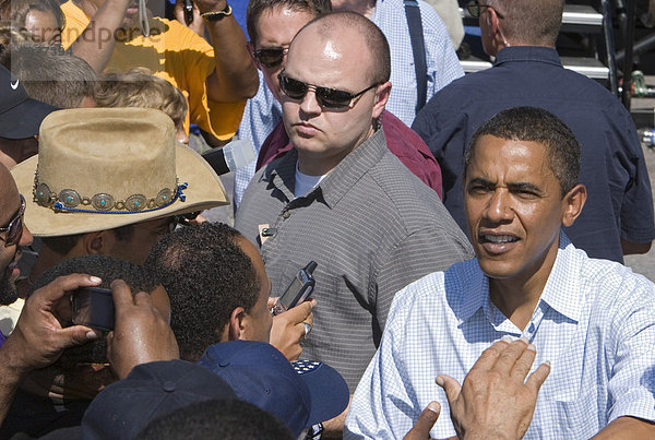 Barack Obama bei einer Labor Day Kundgebung während seiner Präsidentschaftskampagne  Detroit  Michigan  USA