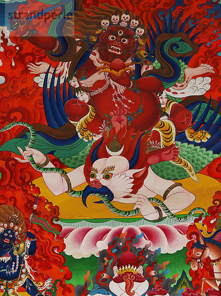 Wandgemälde im Kloster Sungtseling bei Zhongdian  tibetisch Gyeltangteng  Tibet  China  Asien