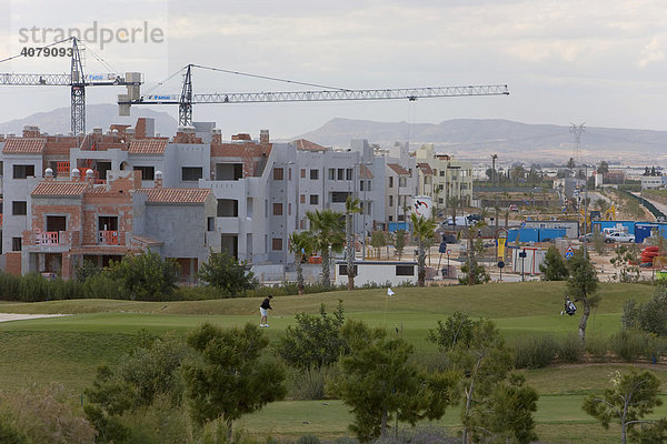 Bauboom  Urbanisation mit Golfplatz bei Los Alcazares  Region Murcia  Spanien  Europa