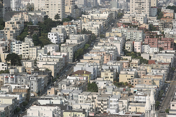 Die Strassen von San Francisco  Aufgenommen vom Coit Tower am Telegraph Hill  San Francisco  Kalifornien  Nordamerika  USA