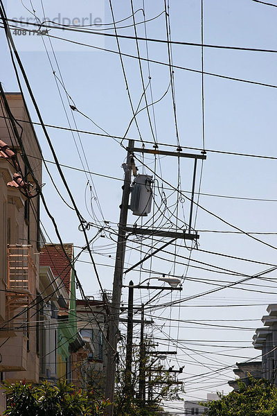 Stromleitungen  Mission District  San Francisco  Kalifornien  Nordamerika  USA