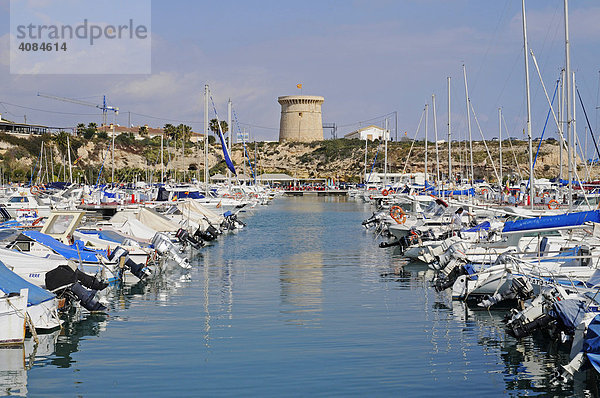 Wachturm  Yachthafen  El Campello  Alicante  Costa Blanca  Spanien