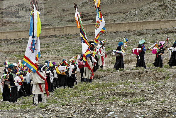 Religiöses Fest nahe Lhasa  Tibet  Asien