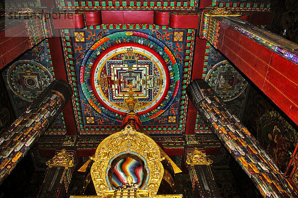 Deckenmalerei  Jamkhang Chenmo Kloster  Tashilhunpo  Tibet  Asien
