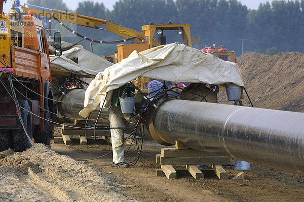 Mannheim  DEU  23.08.2001  Bau einer Gaspipeline  Erdgasleitung in der Rheinebene