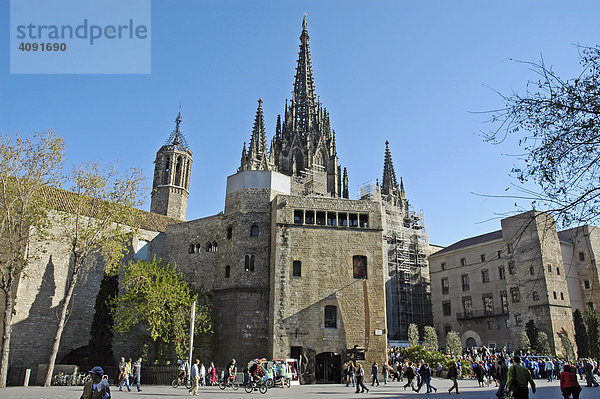 Plaza de la Seu  Kathedrale  gotisches Viertel  Barcelona  Katalonien  Spanien