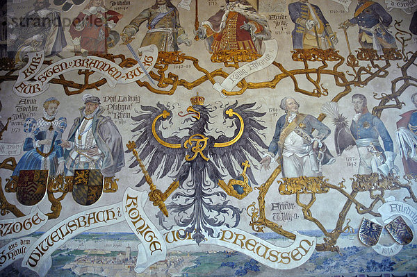 Historische Wandgemälde im Ahnensaal  Schloss Burg  Solingen  bergisches Land  NRW  Nordrhein Westfalen  Deutschland