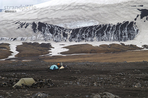 Campingplatz bei der Hütte am Hrafntinnusker Laugavegur Hrafntinnusker Island