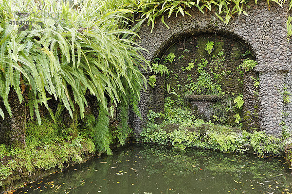 Brunnen im Park der Villa Quinta das Cruzes  Funchal  Madeira  Portugal