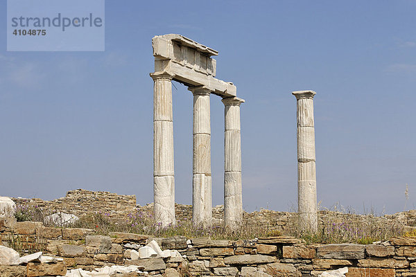 Säulen mit Architrav vom Vereinshaus der Poseidoniasten aus Berytos  Delos  Griechenland