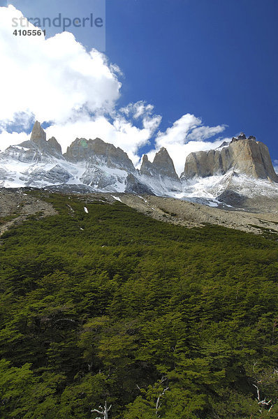 Cuernos del Paine vom Valle del Frances aus gesehen  Nationalpark Torres del Paine  Patagonien  Chile