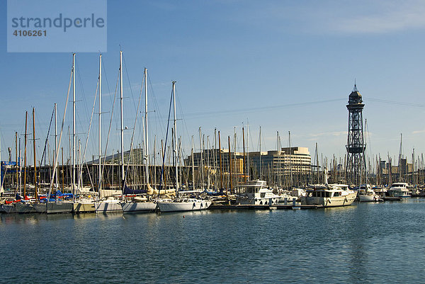Jachten im Hafen Port Vell  Barcelona  Spanien  Europa