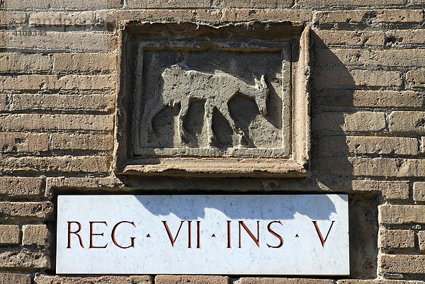 Antike und moderne Strassenbezeichnung Einbahnstrasse für Maultiere  Pompei (Pompeji)  Kampanien  Italien