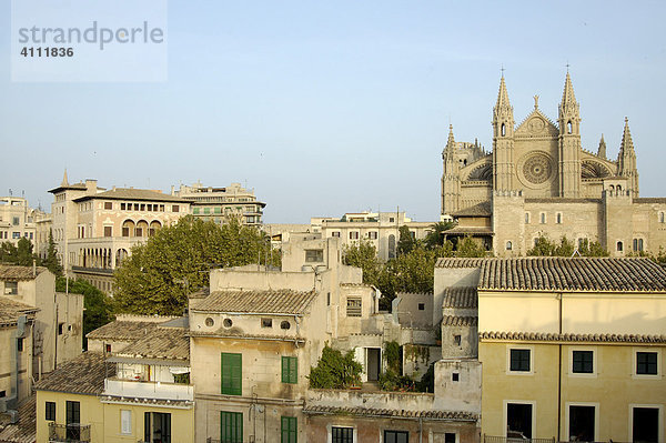 Hotel Tres (Calle Apuntadores 3)  Blick von Dachterrasse auf Altstadt und Kathedrale   Palma de Mallorca  Mallorca  Spanien