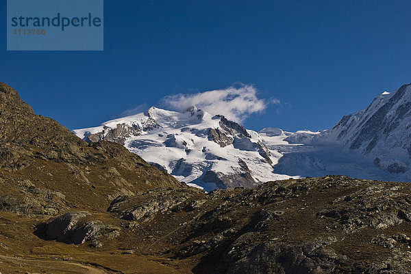 Monte Rosa  Dufourspitze  von Rotenboden  Zermatt  Wallis  Schweiz