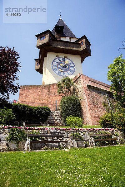 Grazer Uhrturm auf dem Schloßberg in Graz  Steiermark  Österreich