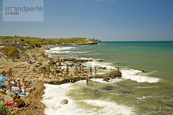 Badestrand von Chersonnes  Sevastopol  Krim  Ukraine  Süd-Osteuropa  Europa