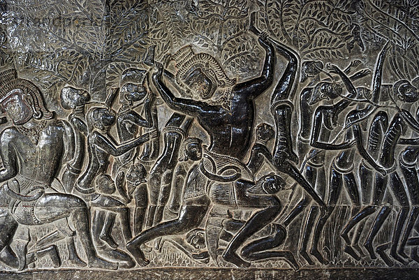 Flachrelief mit Szenen aus der Hölle nach hinduistischer Vorstellung  Tempel von Angkor Wat  Kambodscha