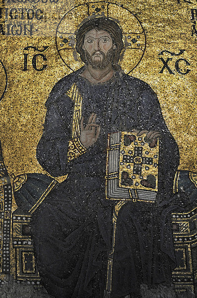 Byzantinisches Mosaik  Jesus Christus in der Hagia Sophia  Istanbul  Türkei