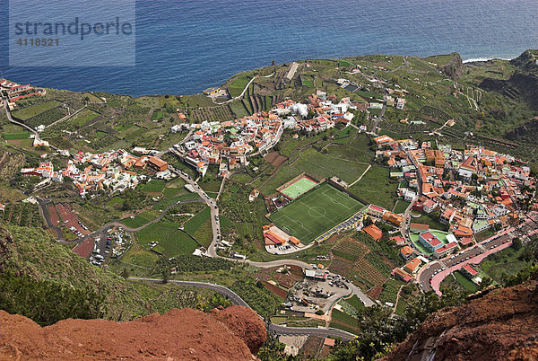 Blick auf das Dorf Agulo  Insel La Gomera  Kanarische Inseln  Spanien  Europa Insel La Gomera
