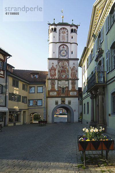 Frauentor in der Altstadt von Wangen im Allgäu  Baden-Württemberg  Deutschland  Europa