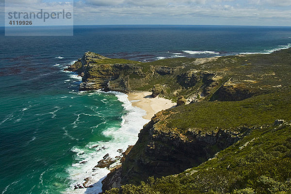 Kap der Guten Hoffnung mit Atlantik und Indischem Ozean  Ausblick vom Cape Point  Südafrika