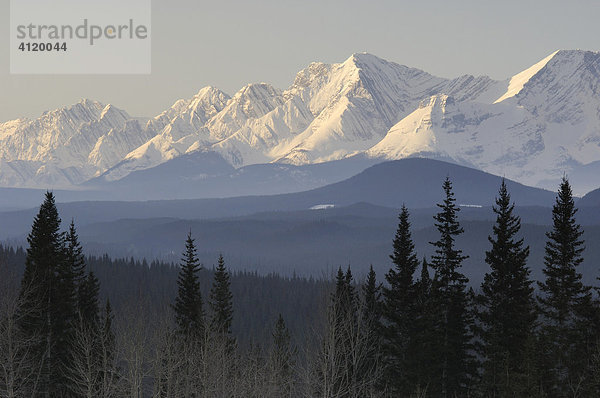 Morgenlicht an einer Bergkette bei den Kananaskis Seen im Peter Lougheed Provinz Park  Alberta  Kanada