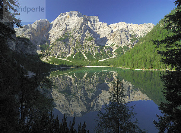 Pragser Wildsee Lago di Braies  Seekofel Croda di Becco  Pustertal Südtirol Italien