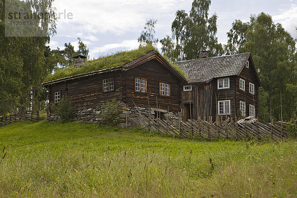 Historische Holzhäuser  Freilichtmuseum  Fagernes  Norwegen Holzhäuser