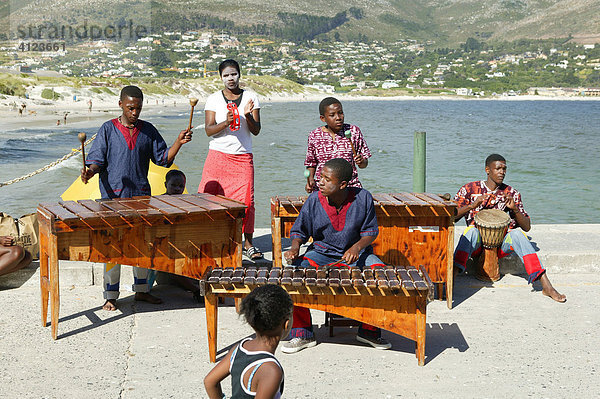 Straßenmusikanten  Marimba-Band in der Hout Bay  Kapstadt  Westkap  Südafrika  Afrika