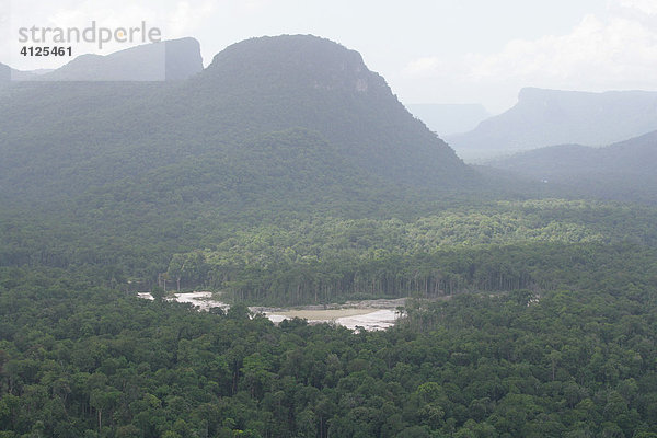 Abbau von Bodenschätzen im Regenwald  Luftaufnahme  Guyana  Südamerika