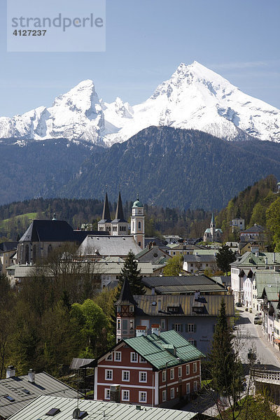 Berchtesgaden mit Blick auf den Watzmann  Oberbayern  Bayern  Deutschland  Europa